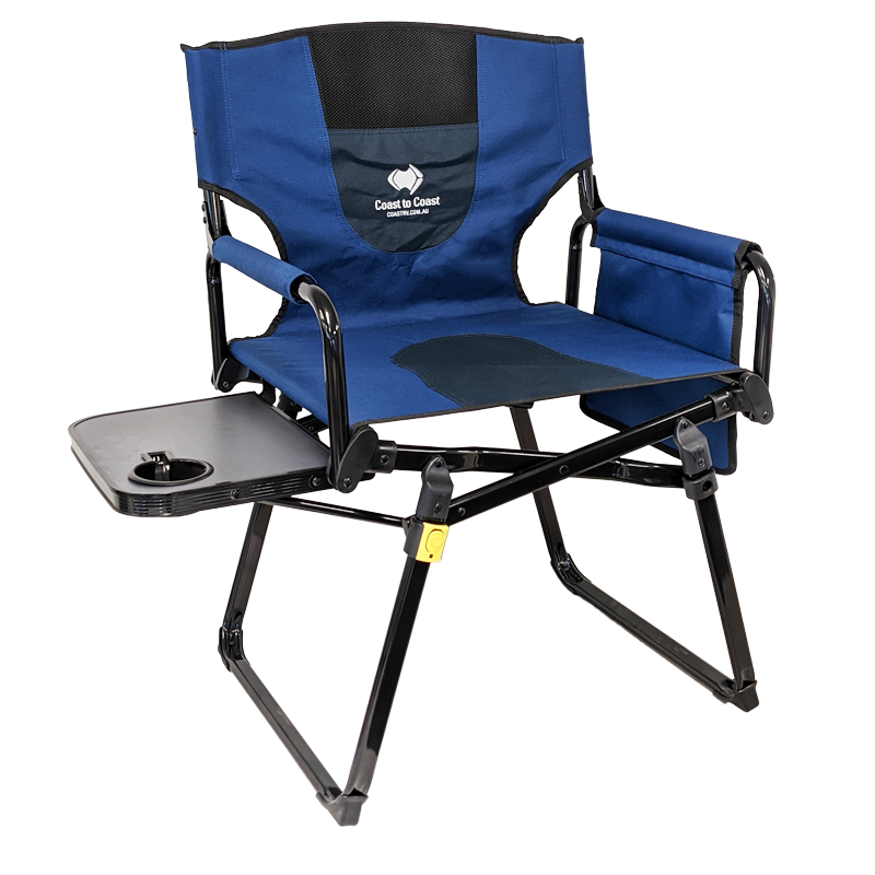COAST BLUE CAMP CHAIR With Side Bag & Table - 120KG Rated