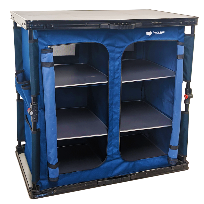 COAST BLUE COLLAPSIBLE CAMP CUPBOARD - 30KG Rated