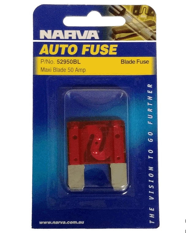 NARVA 50 Amp RED MAXI-Blade Fuse - 1 Per Pack. 52950BL