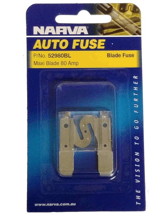 NARVA 80 Amp CLEAR MAXI-Blade Fuse - 1 Per Pack. 52980BL