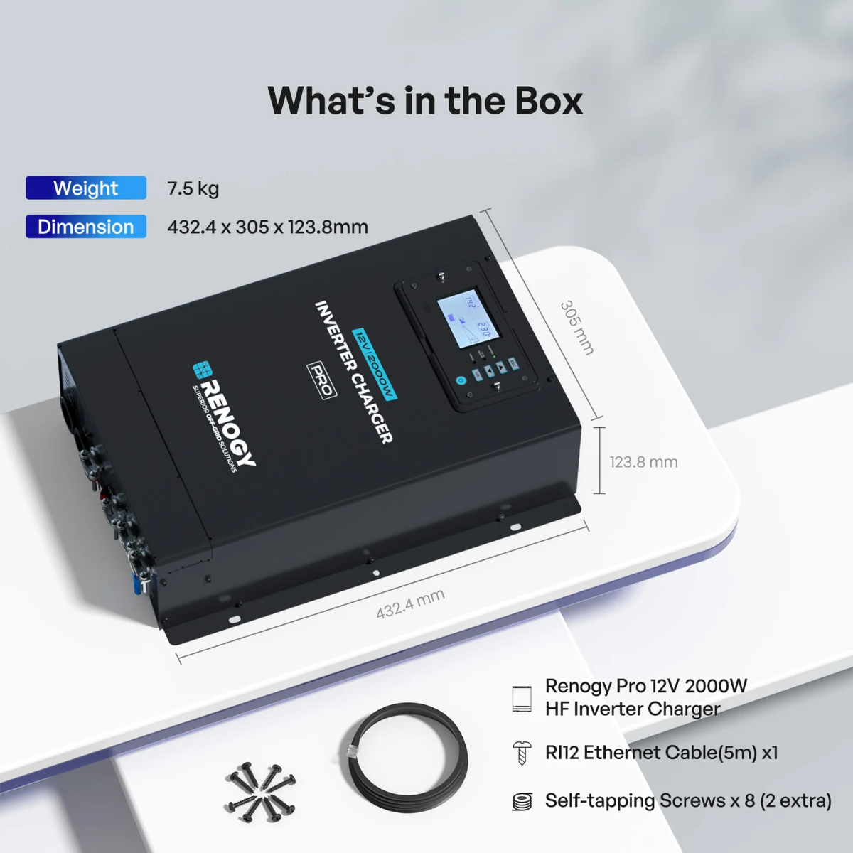 RENOGY PRO | 2000W/80A Inverter charger with RCD/MEN Built-in Comms