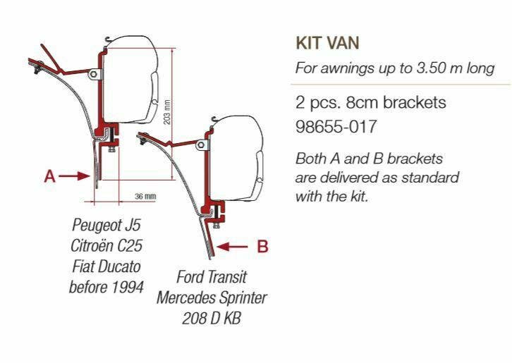 Fiamma Awning Van Fitting Brackets