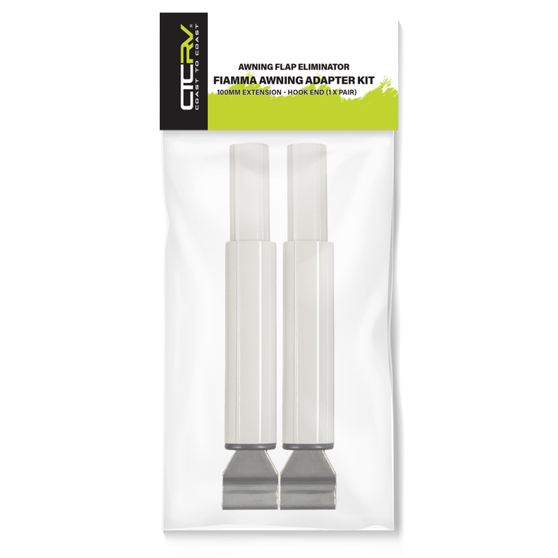 Coast RV Flap Eliminator Fiamma F45 Awning Adaptor x 2 - Hook End " White