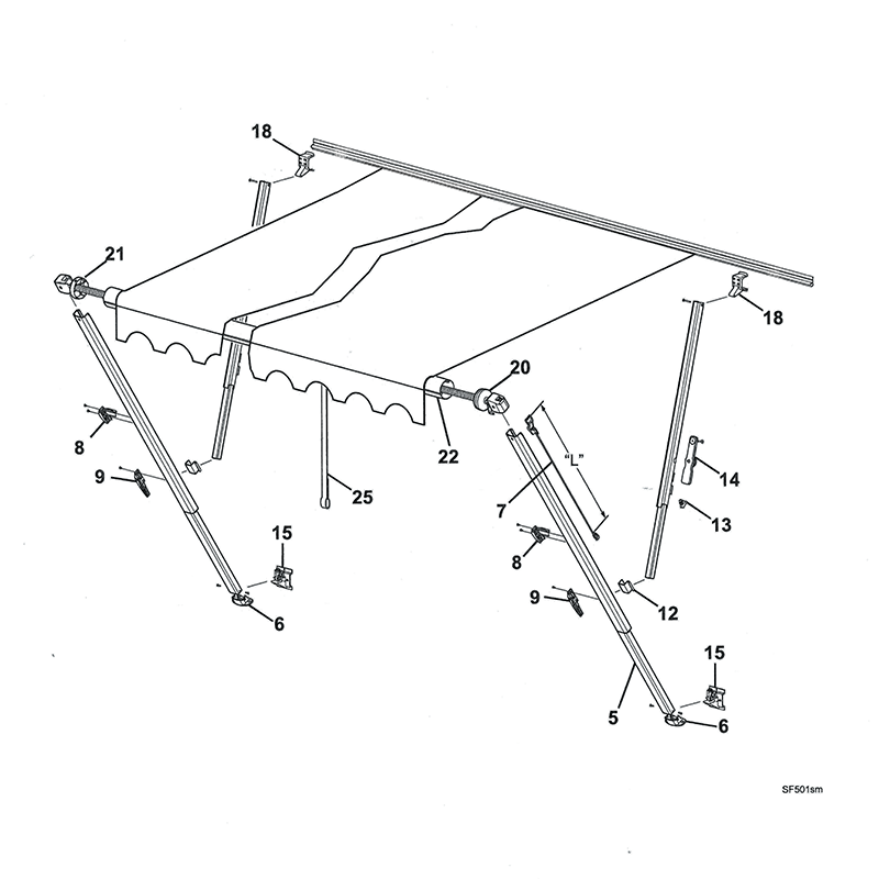Carefree Car Port Foot For Main Inner Arm - White