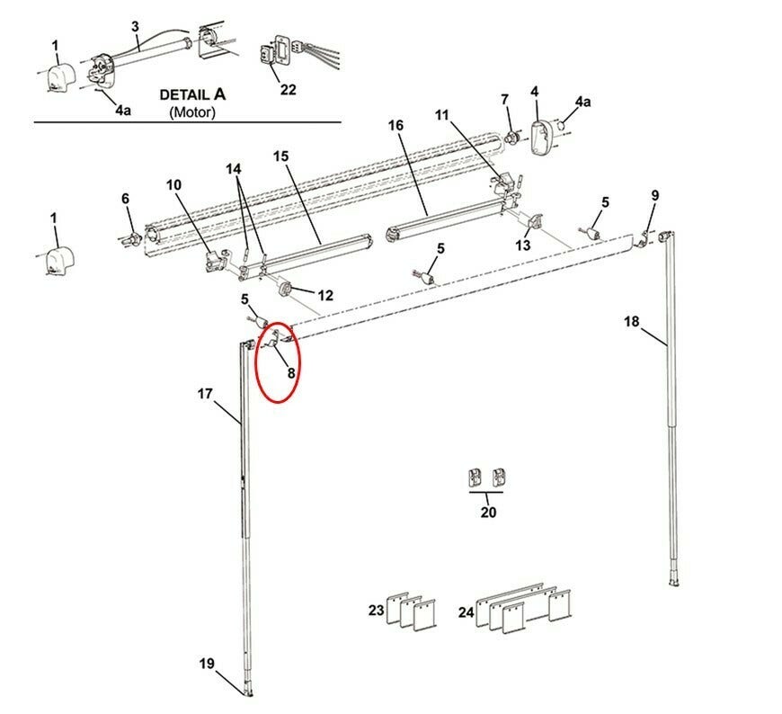 Freedom L/H End Plate Lead Rail White