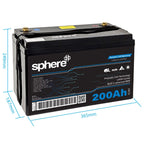 Sphere 12V 200AH Lithium Rechargeable Prismatic Battery