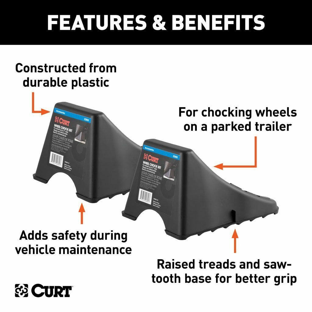 CURT Wheel Chock Set (Up To 17" Wide Wheels)
