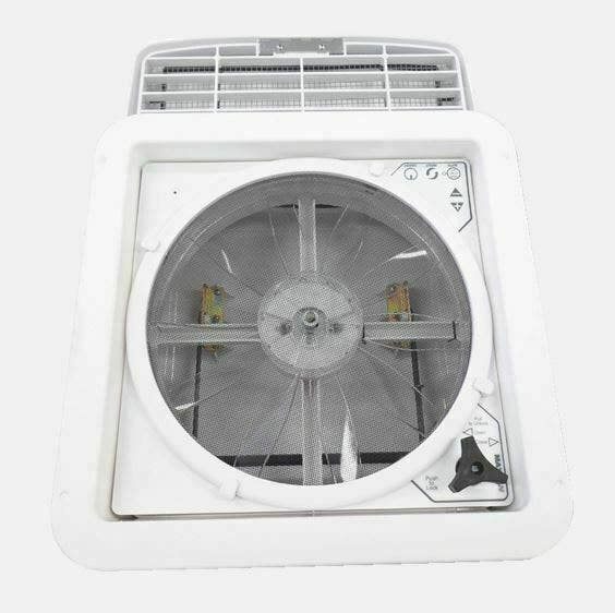 MaxxFan Deluxe with Rain Dome, Thermostat and Manual Lift