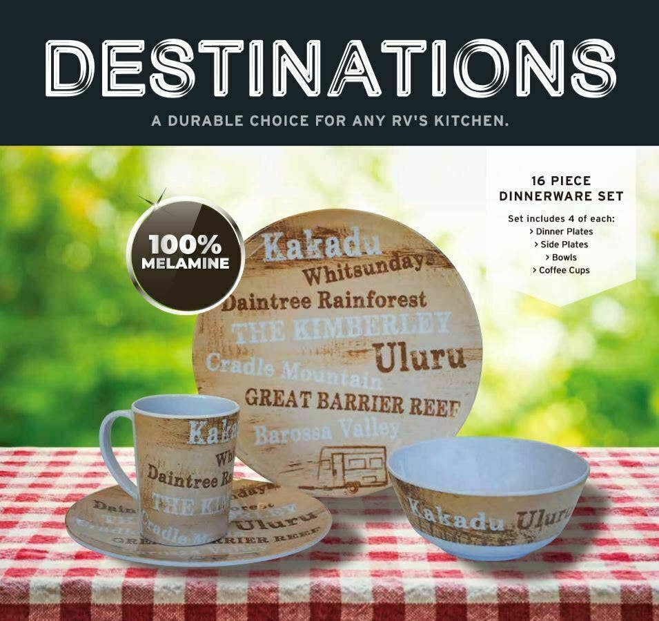 Coast 100% Melamine 16pcs Dinner Set - DESTINATIONS
