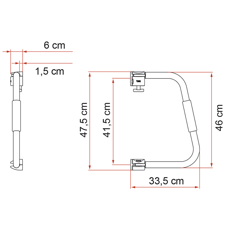 FIAMMA Security Handle 46 for RV Door | Deep Black.