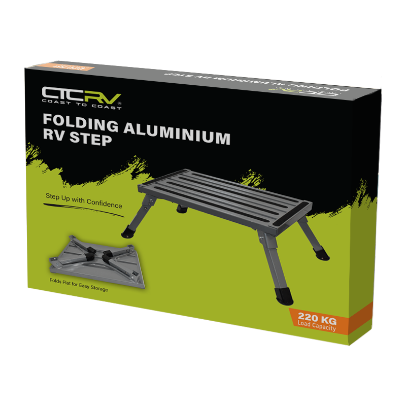COAST Folding ALUMINUM RV Step (220kg Capacity)