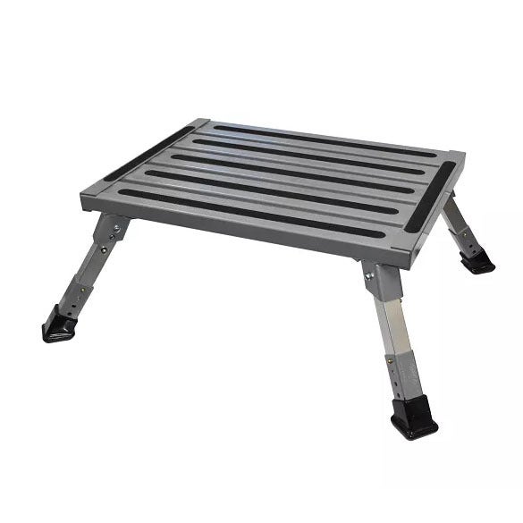 COAST Height Adjustable - Folding ALUMINUM RV Step (150KG Capacity)