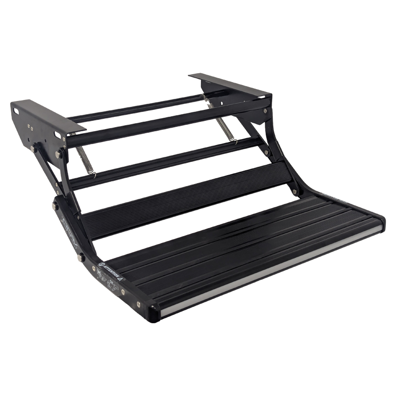 Coast Mk2 Spring Loaded BLACK Aluminium Fold Out Single Step - 588mm Wide