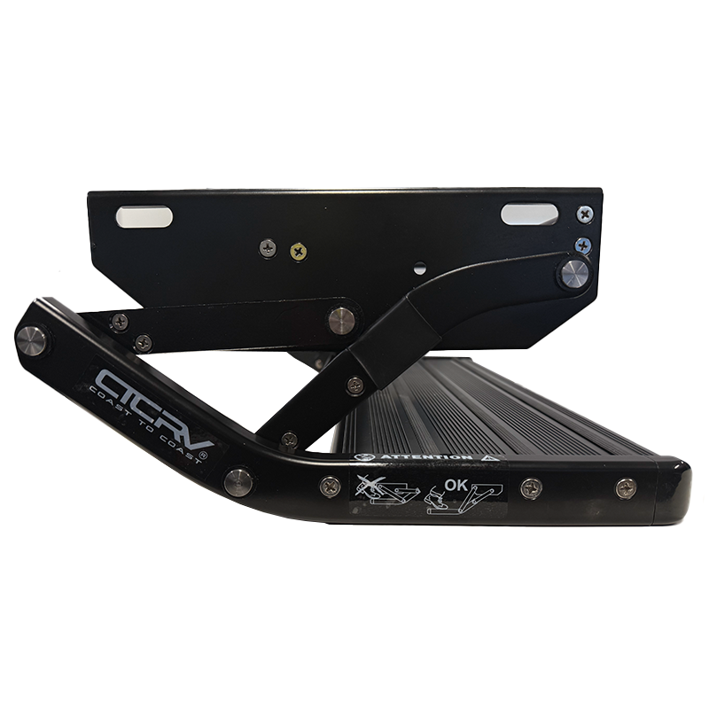 Coast Mk2 Spring Loaded BLACK Aluminium Fold Out Single Step - 588mm Wide