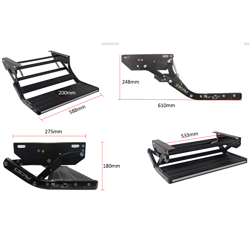 Coast Mk2 Spring Loaded BLACK Aluminium Fold Out Single Step - 588mm Wide