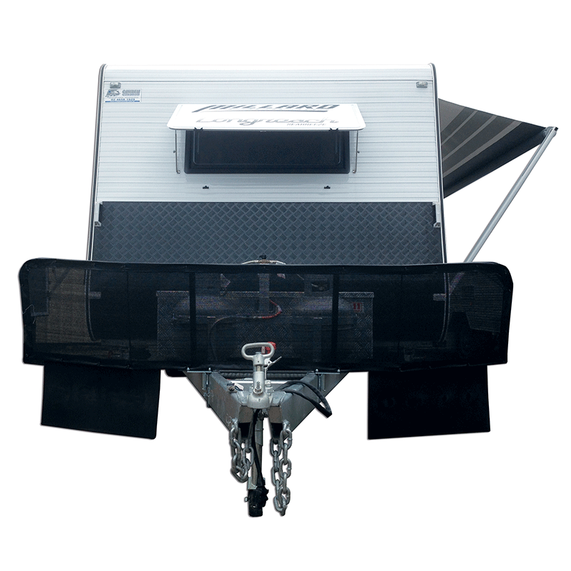 CARAVAN Stone Shield with Mesh & Reflectors - 3PCE BLK | 2310 x 500mm