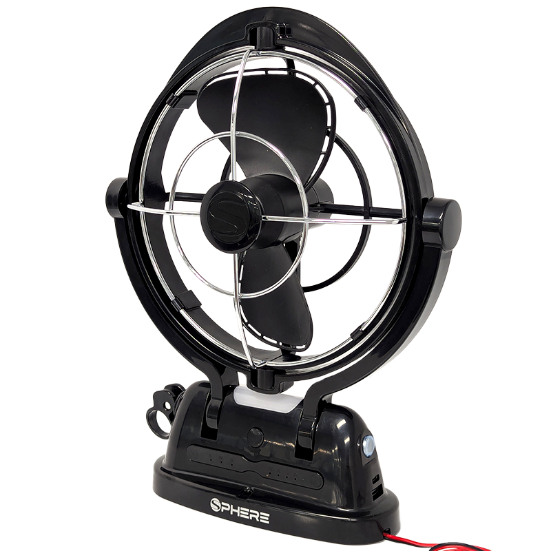 SPHERE VIENTO Fan & Light with USB A&C Outputs + Remote | BLACK