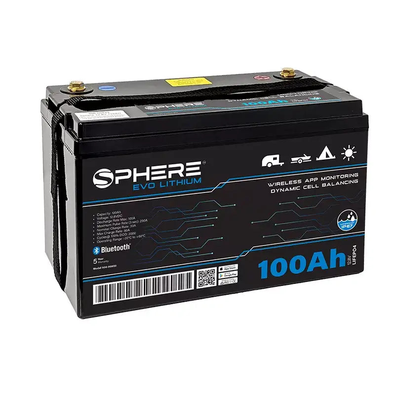 100AH EVO Lithium Battery (LiFePO4) - IP67 & Bluetooth/100A BMS