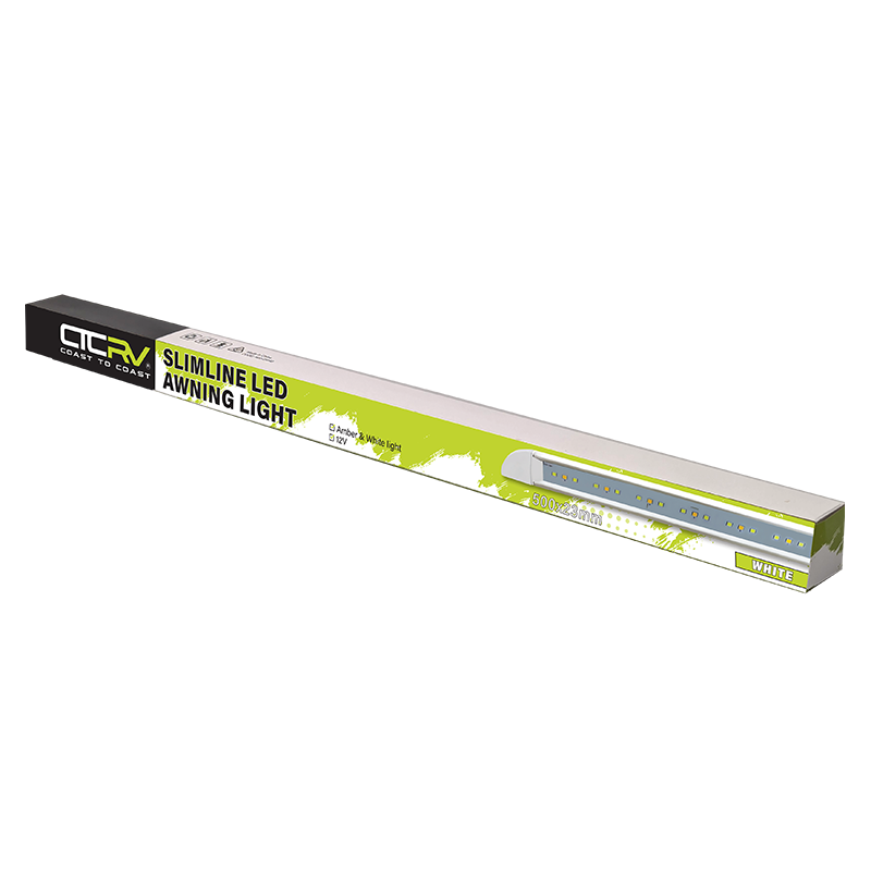 COAST RV Slimline 12V LED Awning Light | Dual Amber & White Light - White 500mm x 23mm.