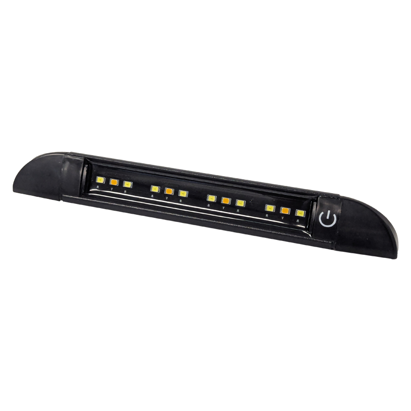 COAST RV 200mm Black Slimline LED Light with Switch - IP67 Amber & Std