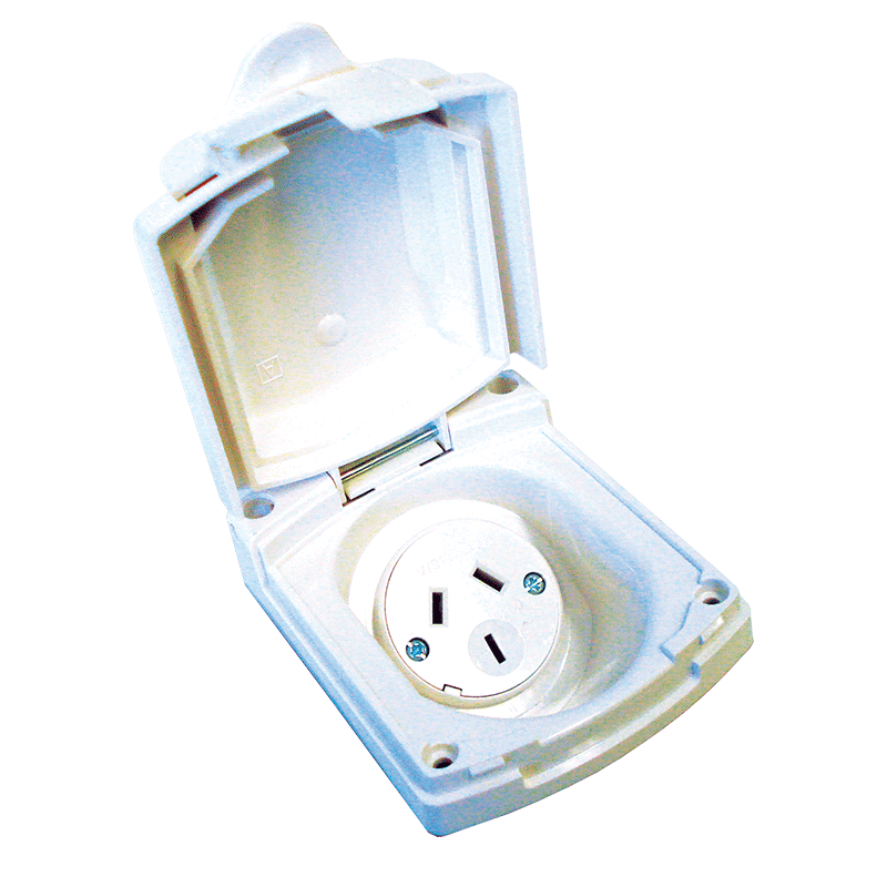 CLIPSAL (NEW STYLE) WHITE EXTERNAL 10 AMP POWER OUTLET