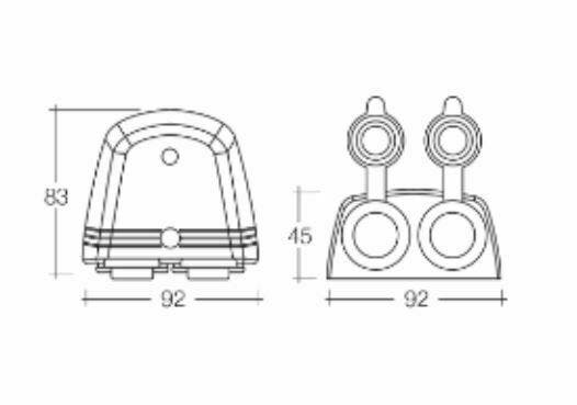 ACCESSORY SOCKET SURFACE BLACK MOUNT TWIN SOCKETS