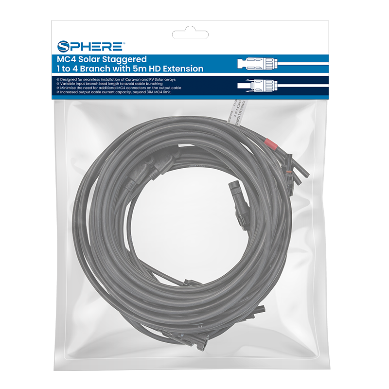 SPHERE MC4 Solar Staggered 1 to 4 Branch with 5m HD Extension