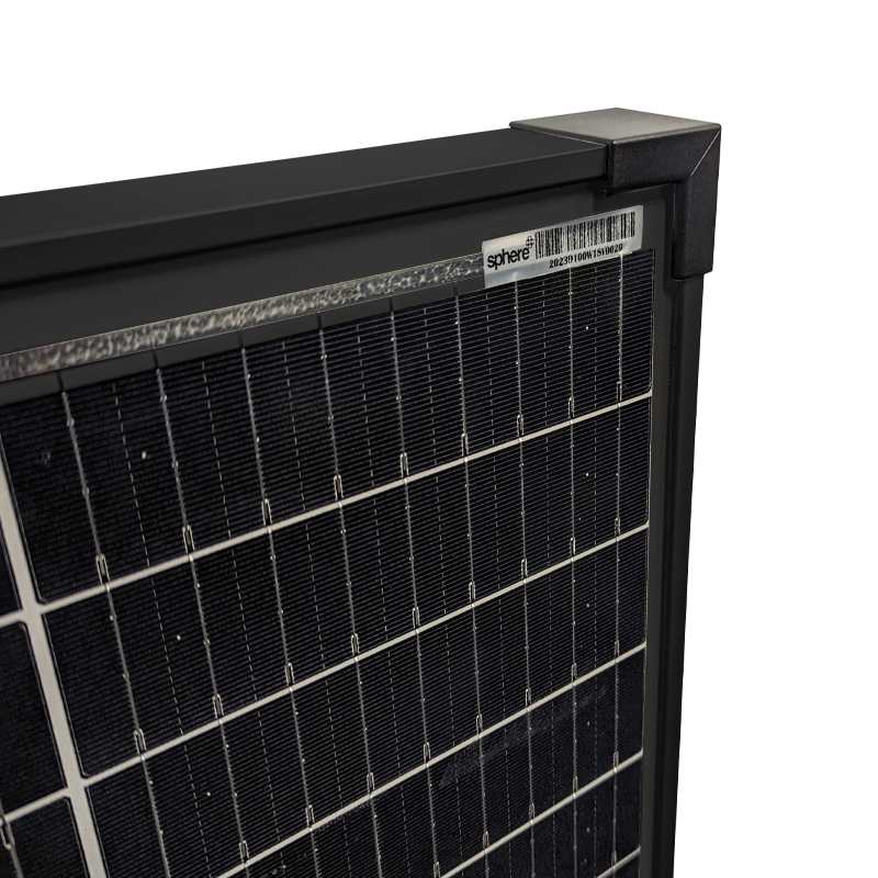 Sphere 100w Mono Crystalline Twin Cell BLACK Solar Panel. 670x780x35mm