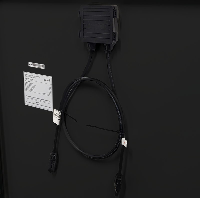 Sphere 100w Mono Crystalline Twin Cell BLACK Solar Panel. 670x780x35mm