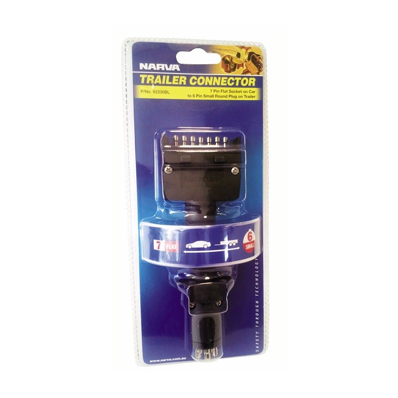 Narva Trailer Adaptor 7 Pin Flat Car To 6 Pin Round Van
