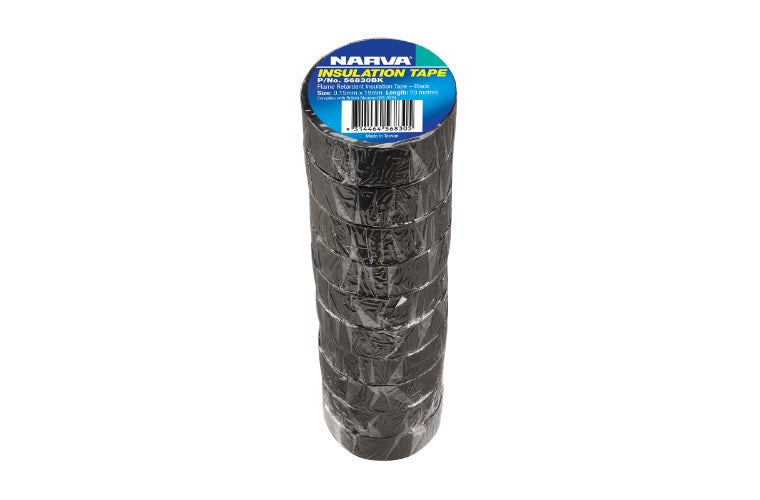 NARVA 19mm PVC BLACK Flame Retardant Insulation Tape - 10 Rolls. 56830BK/10