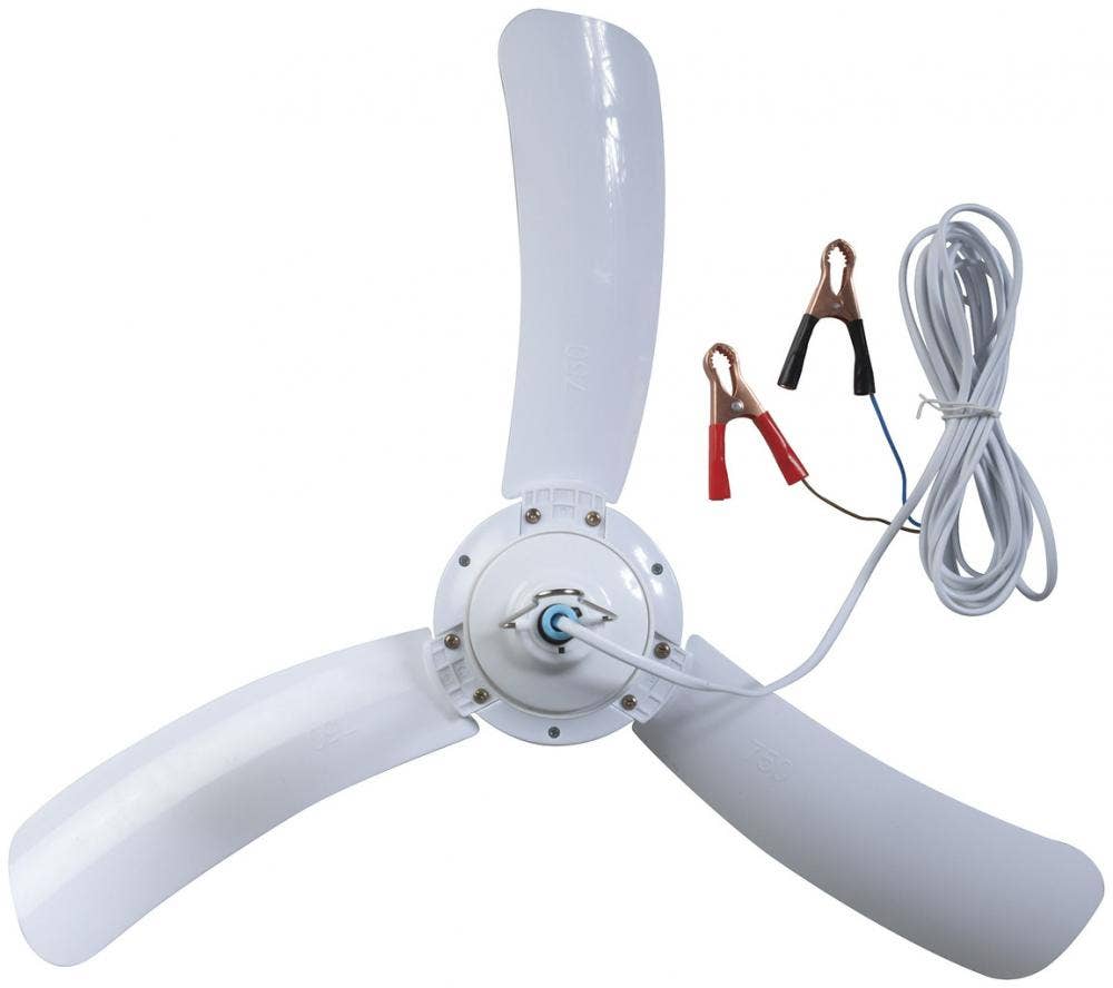 ROVIN Portable 12V Ceiling Fan with Battery Clips