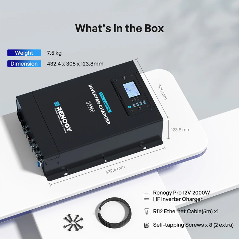 RENOGY PRO | 2000W/80A Inverter charger with RCD/MEN Built-in Comms