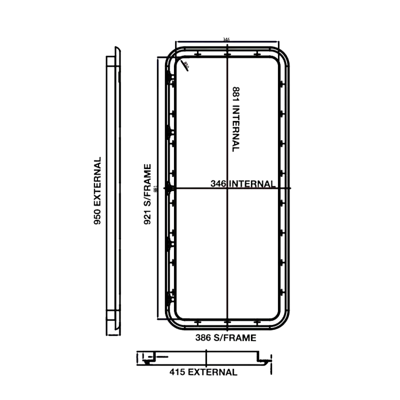 Coast Door 9 - Black 950mm x 415mm .C8550F | Chrome Locks