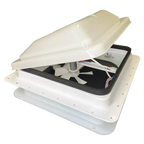 Coast RV 14x14 White Wind-Up Roof Vent With 12V FAN