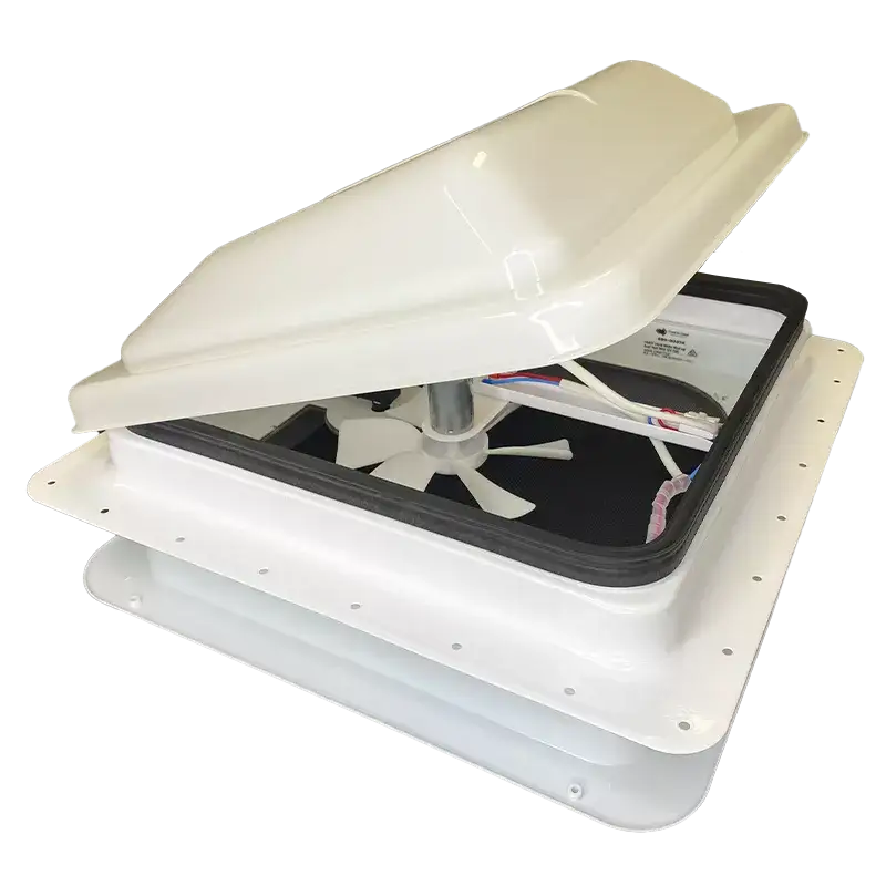 Coast RV 14x14 White Wind-Up Roof Vent With 12V FAN