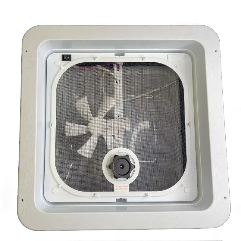 Coast RV 14x14 White Wind-Up Roof Vent With 12V FAN