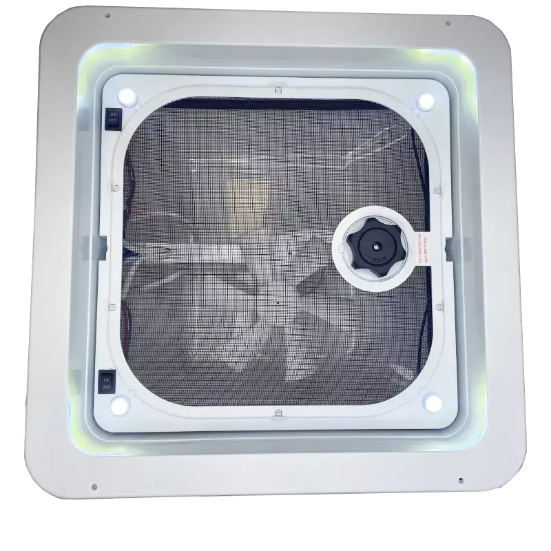 Coast RV 14x14 White Wind-Up Roof Vent With 12V FAN & LED