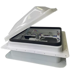 Coast RV 14x14 White Wind-Up Roof Vent With 12V FAN & LED