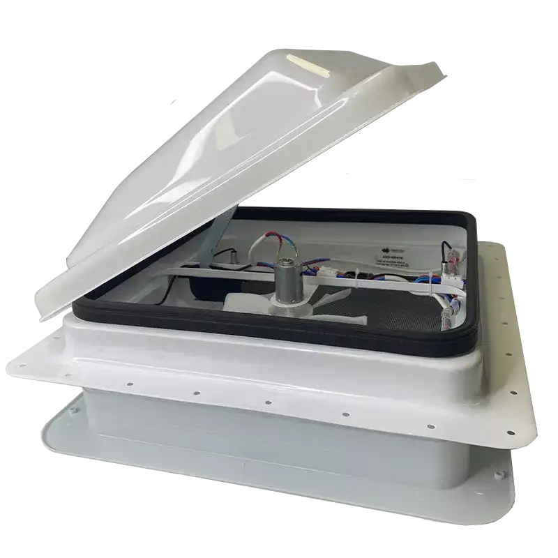 Coast RV 14x14 White Wind-Up Roof Vent With 12V FAN & LED