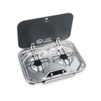 DOMETIC 2 BURNER COOKTOP FLUSH MT S/S C/W GLASS LID & 12V IGN