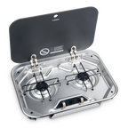 DOMETIC 2 BURNER COOKTOP FLUSH MT S/S C/W GLASS LID & 12V IGN