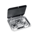 DOMETIC 3 BURNER COOKTOP FLUSH MT S/S C/W GLASS LID & 12V IGN