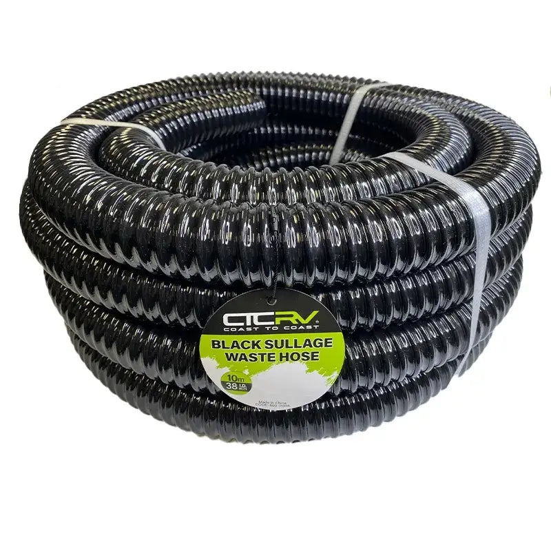 COAST RV Black Sullage Waste Hose - 10m Roll - 38mm I.D.