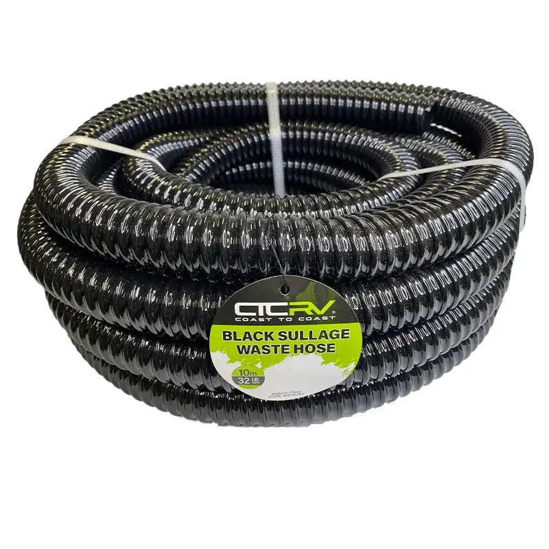 COAST RV Black Sullage Waste Hose - 10m Roll - 32mm I.D.