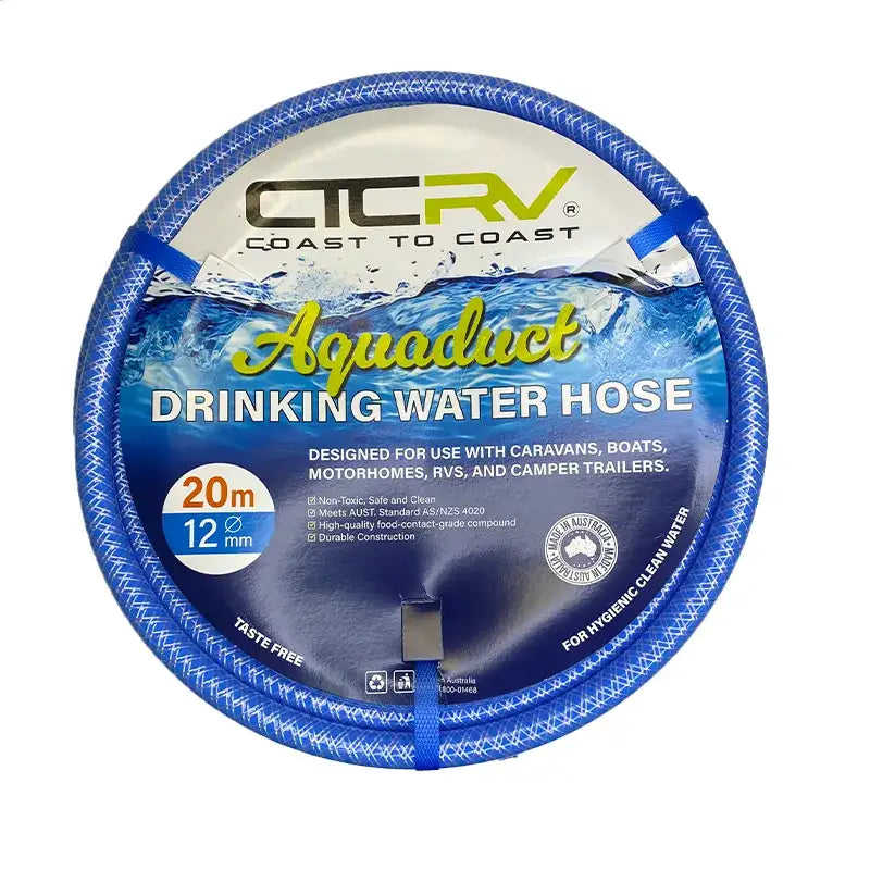 COAST RV Aquaduct 20m Blue Drinking Water Hose - 12mm