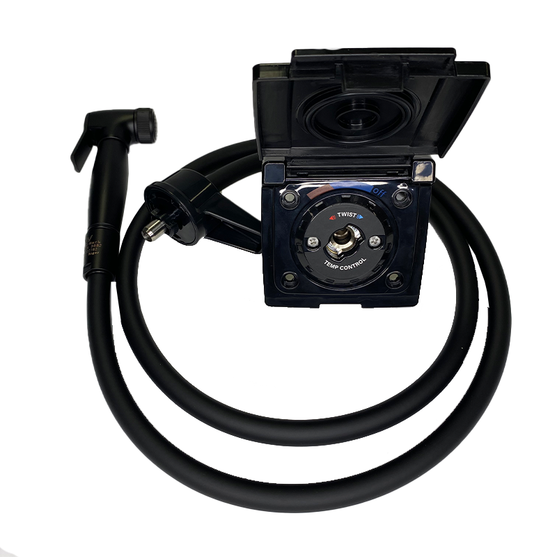 COAST RV External Camper Shower Point | Black with 1.5Mtr Hose
