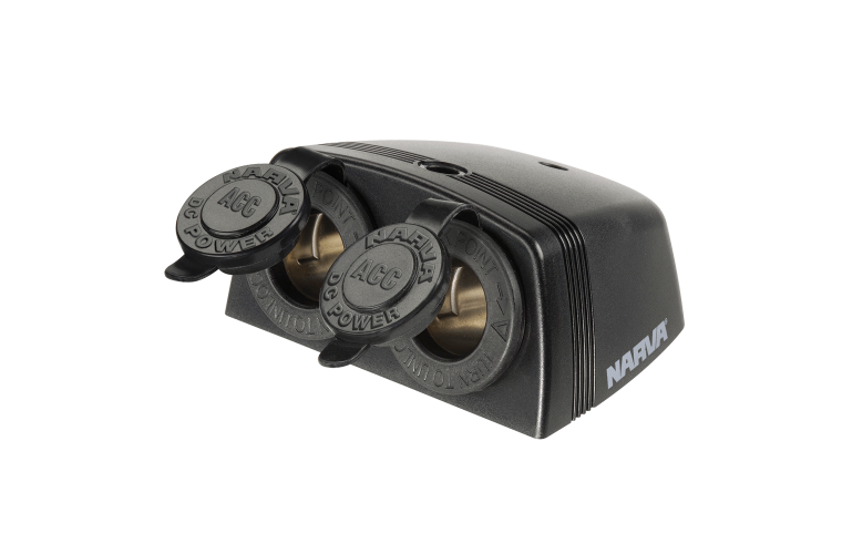 ACCESSORY SOCKET SURFACE BLACK MOUNT TWIN SOCKETS