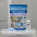 ODOUR B GONE PLUS - RV Toilet Tablets. Blue 8g - 50 Pack (Plus 10x2g MINI Oxygen Tabs)