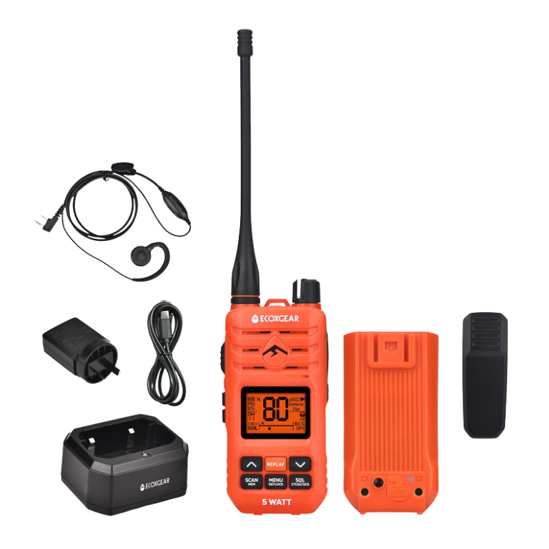 ECOXGEAR 5.0W UHF CB Handheld Radio | IP67 | Blaze Orange | EXG510SORG